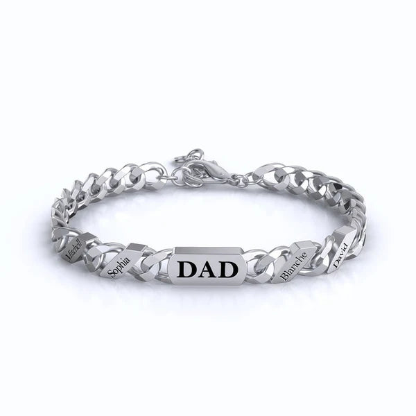 DIY Engraved Hip Hop Parent Child Cuban Chain Bracelet